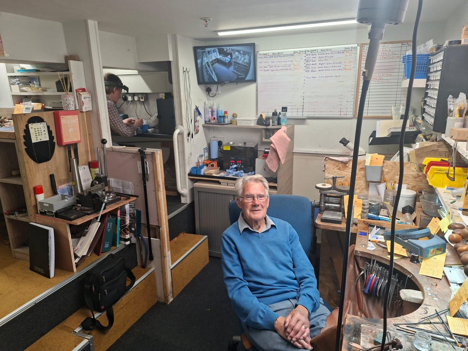 Bernard Mainey in the Corr's workshop