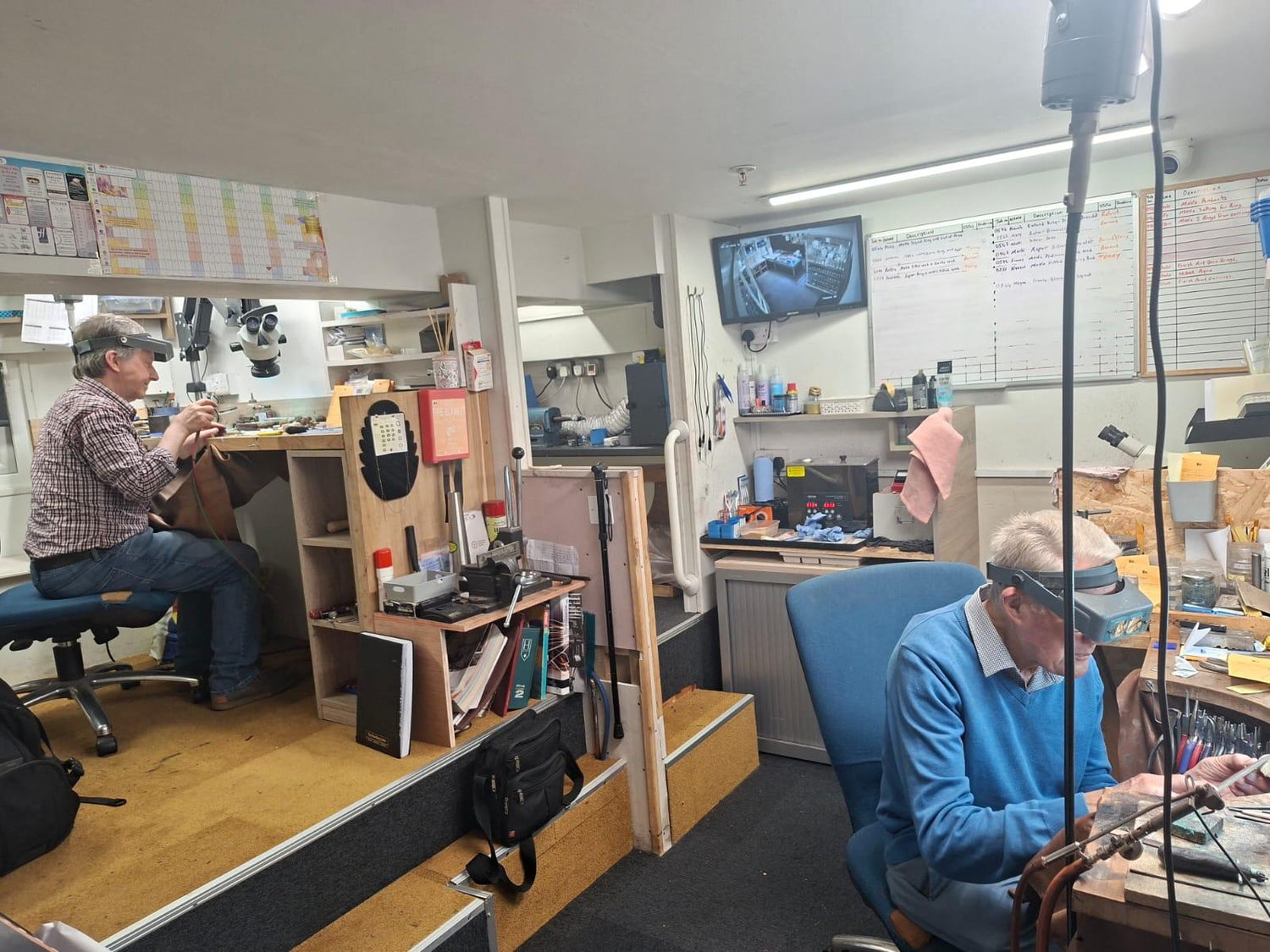 Bernard Mainey and Terry McDonald in the Corr's workshop